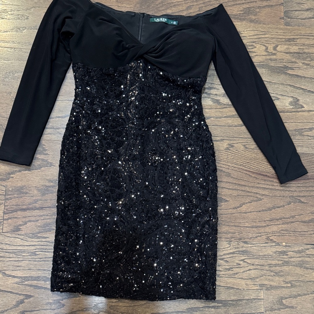Lauren Ralph Lauren Black Sequin Mini Dress